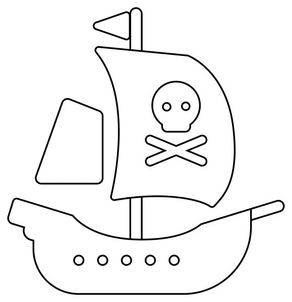 Pirate Ship coloring page image