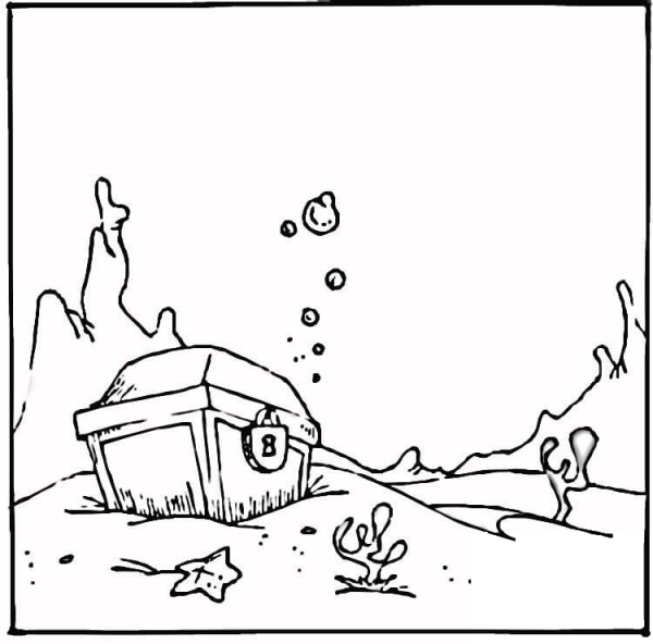 Pirate Treasure Under Sea coloring page image