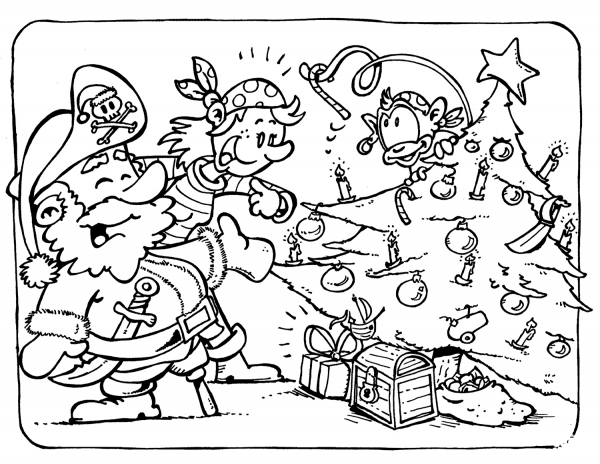 Pirates Celebrate Christmas coloring page image