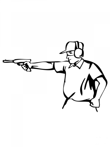 Pistol Shooting coloring page image