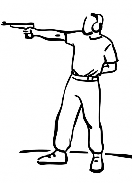 Pistol Target Shooting coloring page image