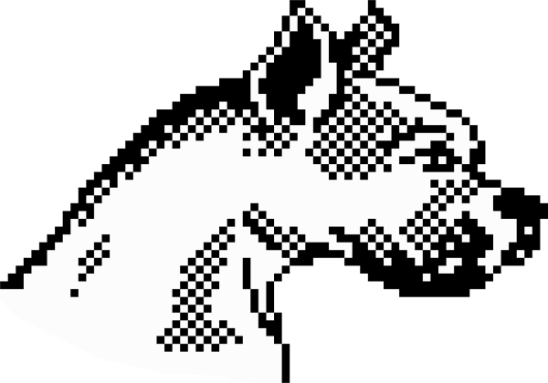 Pixel Boxer dog coloring page image