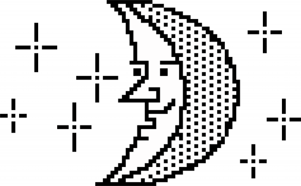 Pixel Crescent Moon coloring page image
