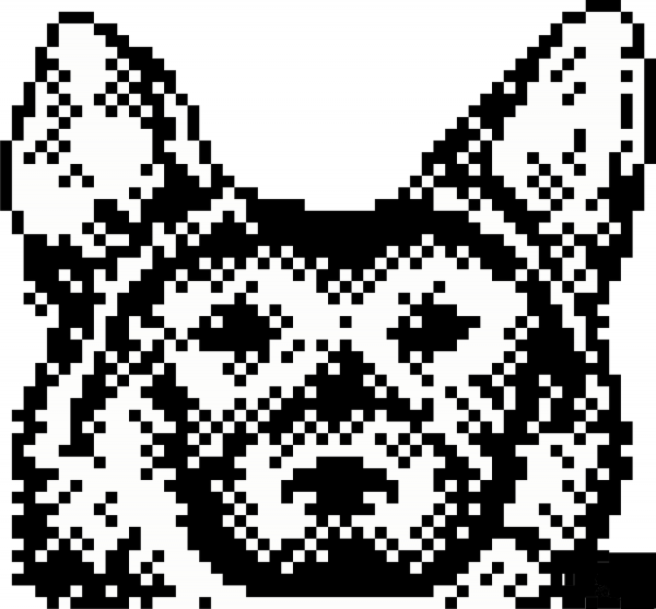 Pixel German Shepherd coloring page image