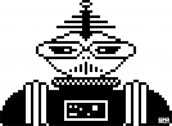 Pixel Robot coloring page image