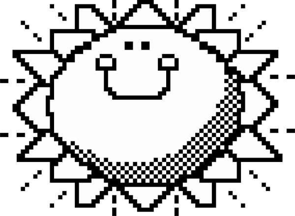 Pixel Sun coloring page image