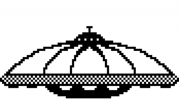 Pixel UFO coloring page image