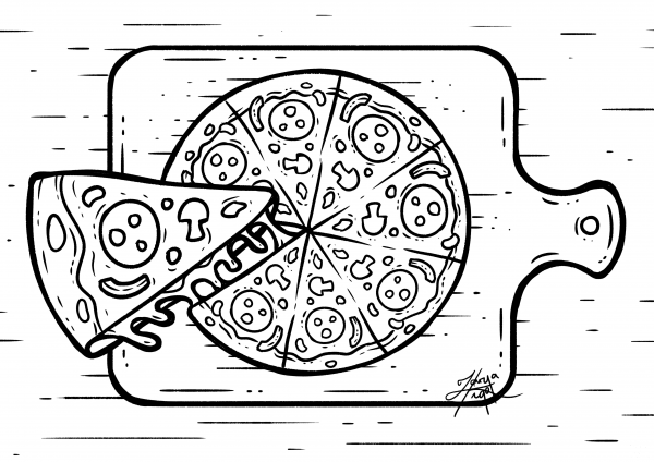 Pizza coloring page image