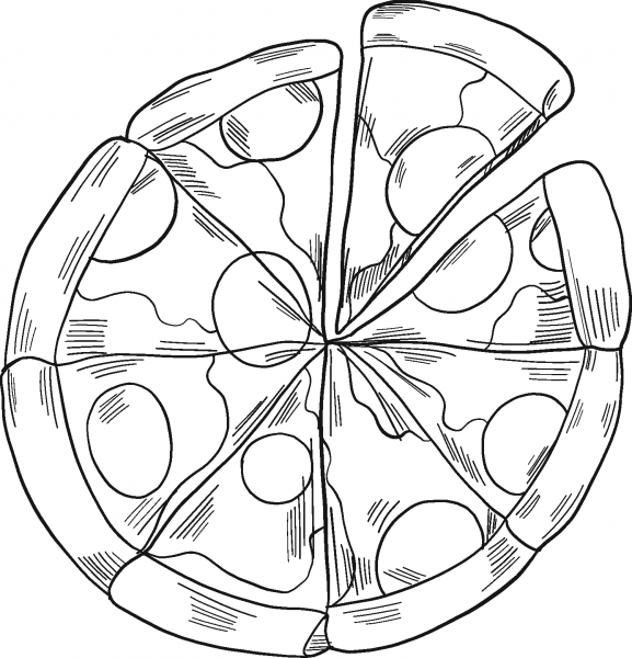 Pizza coloring page image