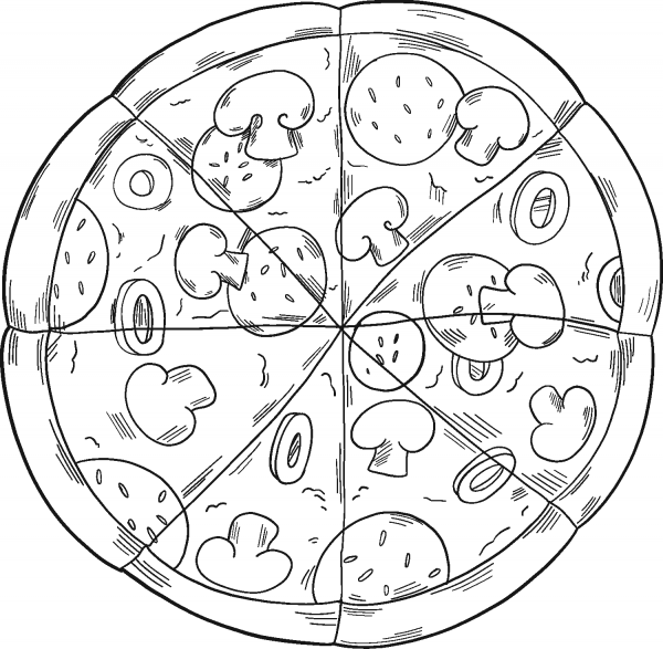 Pizza coloring page image