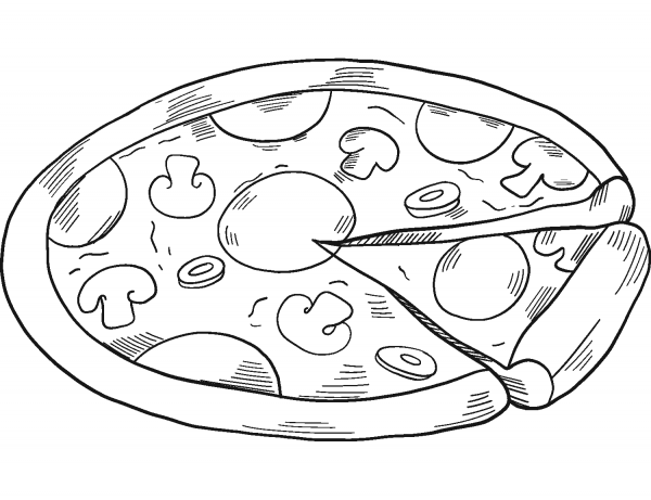 Pizza coloring page image