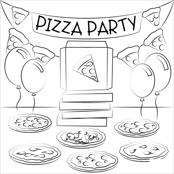 Pizza Party coloring page image