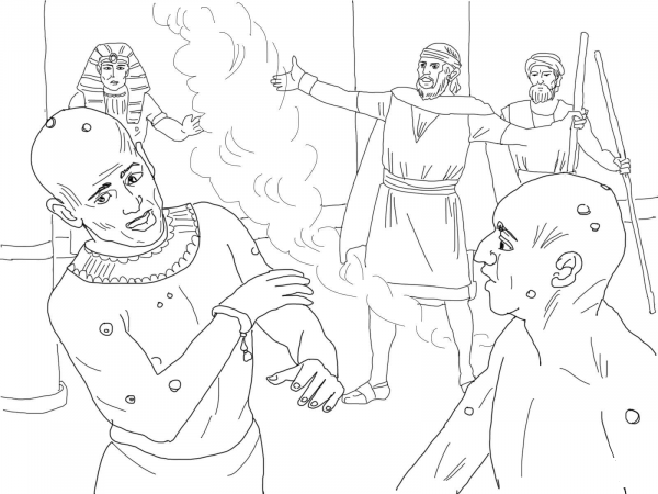 Plague of Boils coloring page image