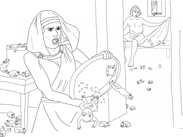 Plague of Frogs coloring page image