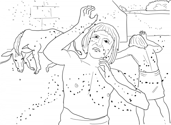 Plague of Lice or Gnats coloring page image