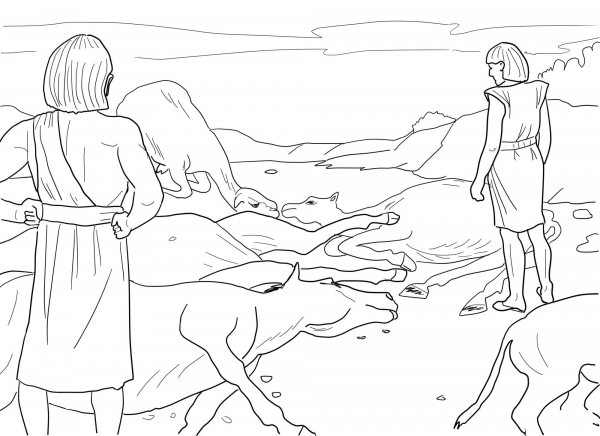 Plague of Pestilence coloring page image