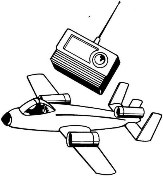 Plane And Radio receiver coloring page image