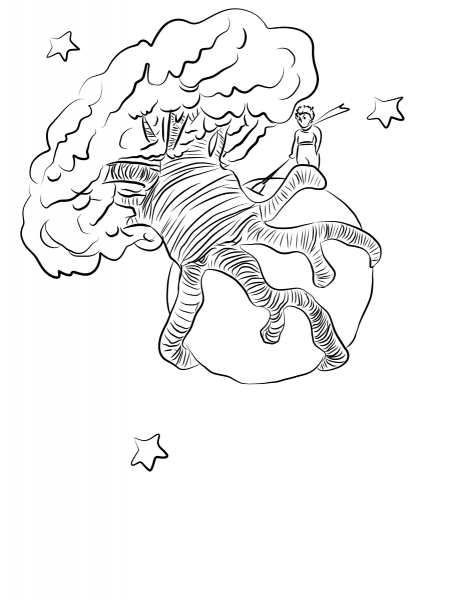 Planet That was Inhabited by a Lazy Man coloring page image