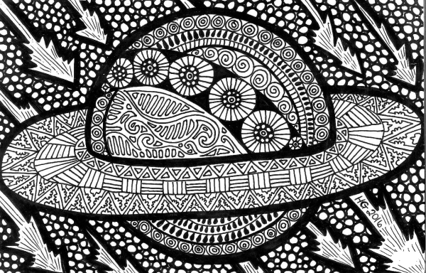 Planet Zentangle coloring page image