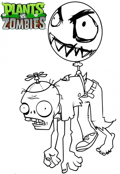 Plants vs. Zombies Balloon Zombie coloring page image