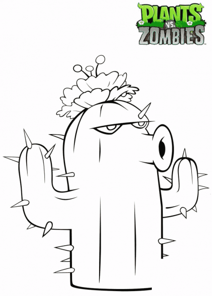 Plants vs. Zombies Cactus coloring page image