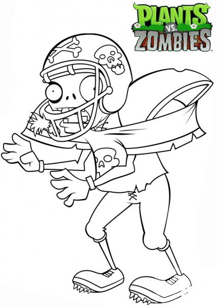Plants vs. Zombies Football Zombie coloring page image