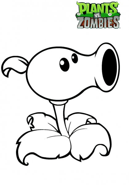 Plants vs. Zombies Pea Shooter coloring page image