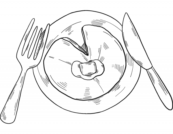 Plate with Pancake coloring page image