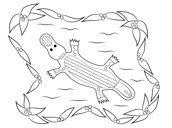 Platypus Aboriginal Art coloring page image