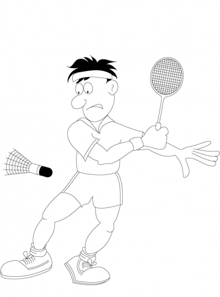 Playing Badminton coloring page image