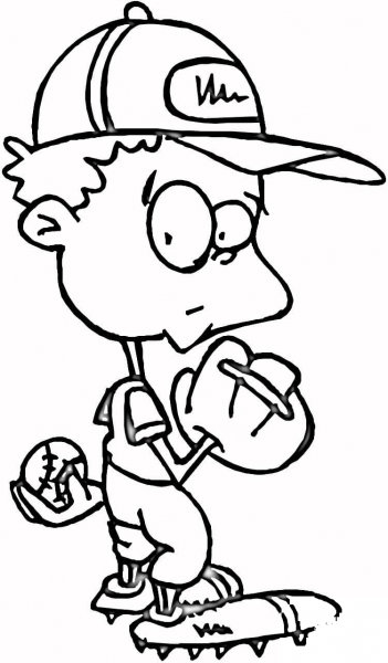 Playing Baseball  coloring page image