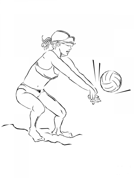 Playing Beach Volleyball coloring page image