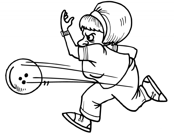 Playing Bowling  coloring page image