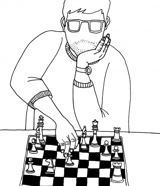 Playing Chess coloring page image