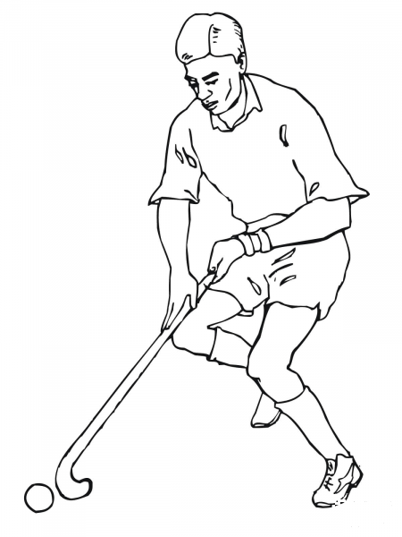 Playing Field Hockey coloring page image