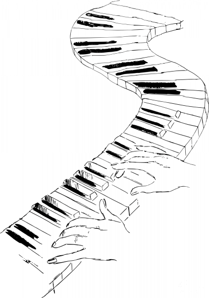 Playing Piano Keys coloring page image
