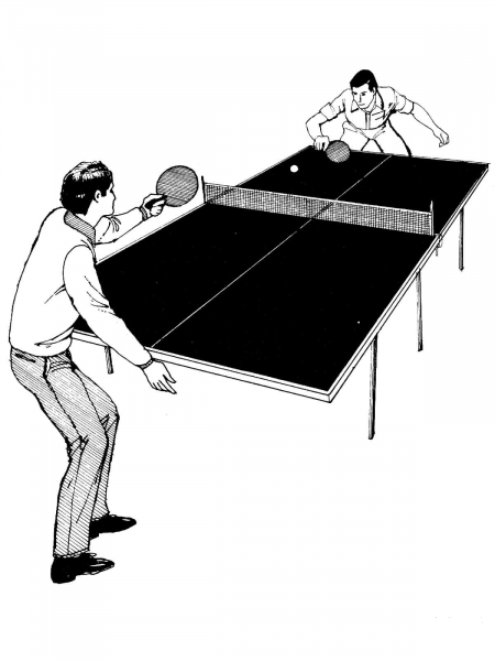 Playing Table Tennis coloring page image