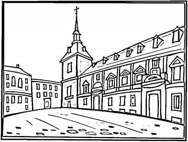 Plaza Mayor Square coloring page image