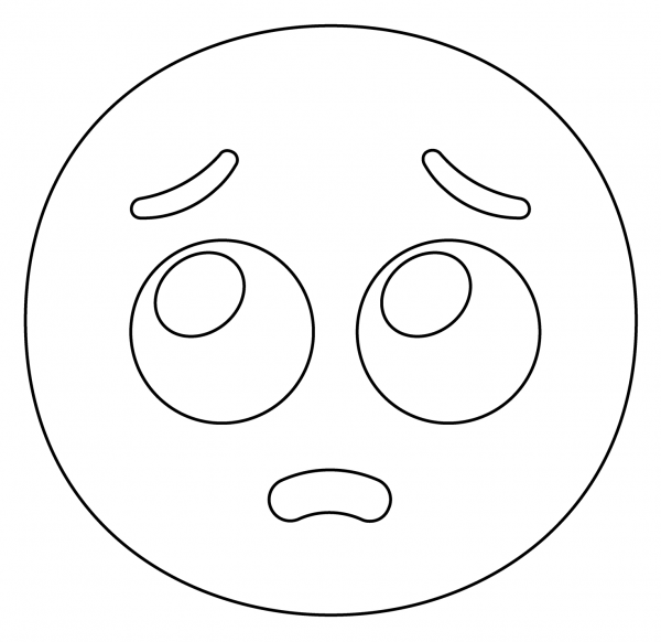 Pleading Face Emoji coloring page image