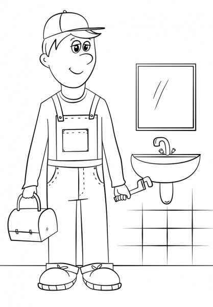 Plumber coloring page image