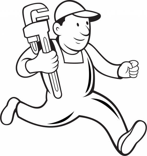 Plumber Running to help coloring page image
