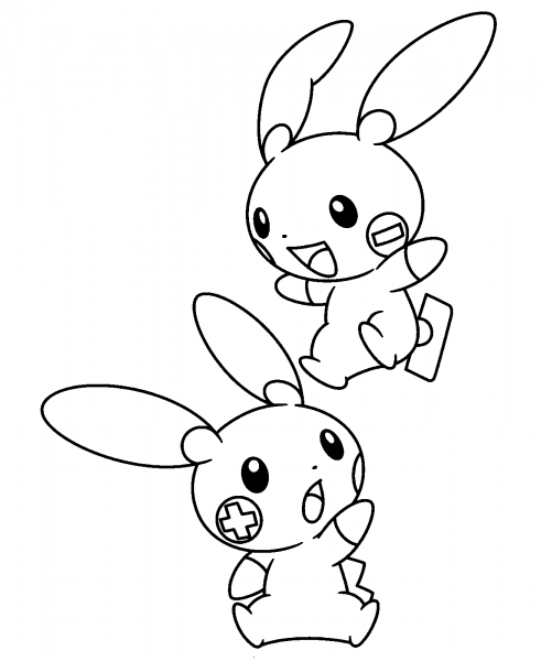 Plusle and Minun coloring page image