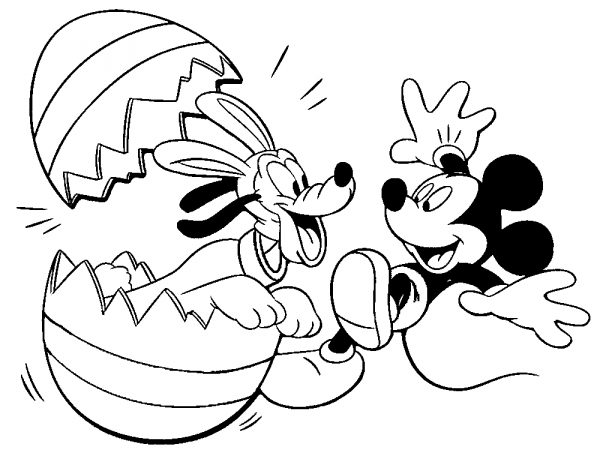 Pluto and Mickey coloring page image