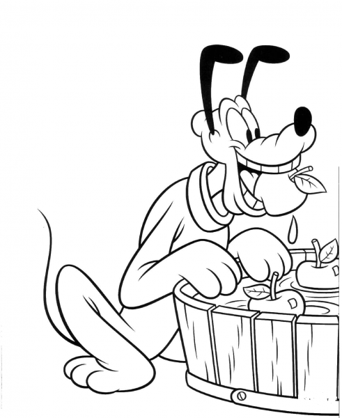 Pluto Is Eating Apples  coloring page image