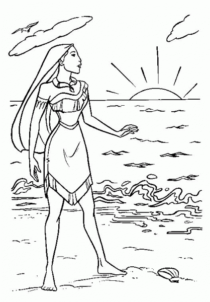 Pocahontas At The Beach  coloring page image