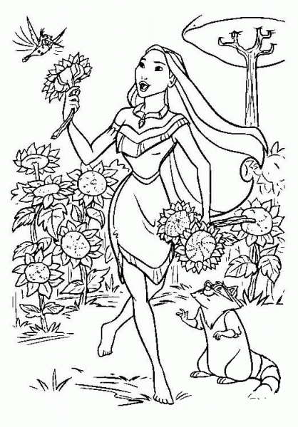 Pocahontas In The Garden  coloring page image