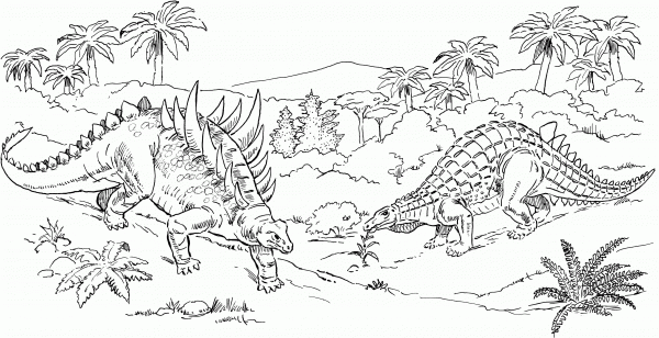 Polacanthus and Scelidosaurus coloring page image