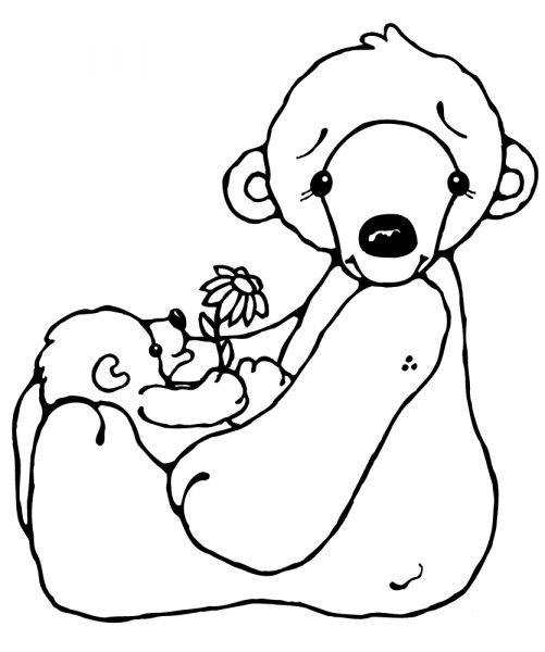 Polar Bear and Baby coloring page image