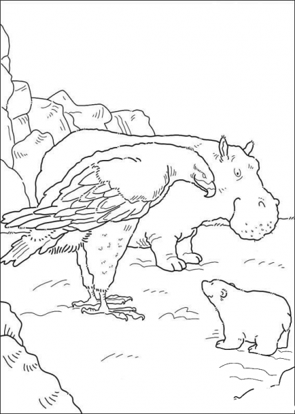 Polar Bear, Hippo And The Eagle  coloring page image
