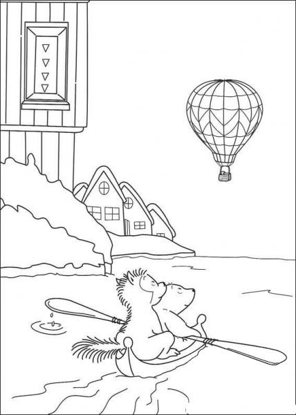 Polar Bear Lars And Fussy Husky Are Riding The Boat  coloring page image